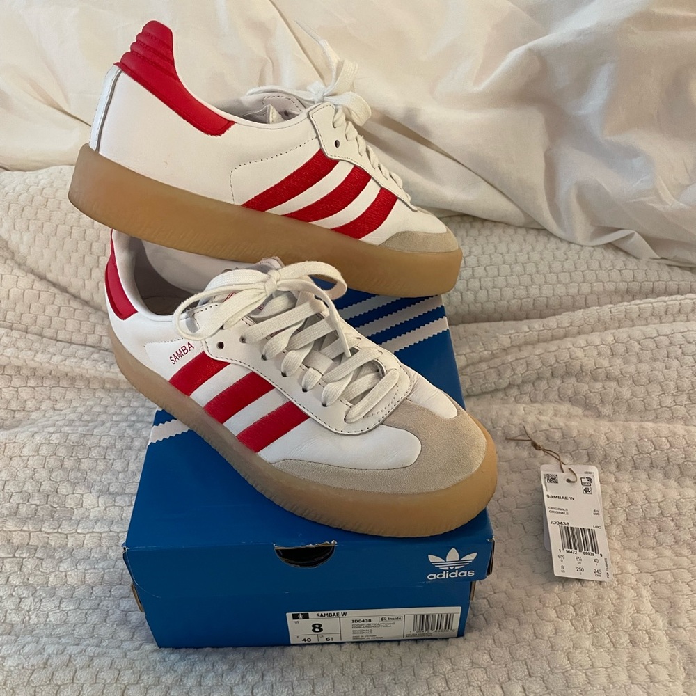 adidas samba og sneakers platform (white and red)